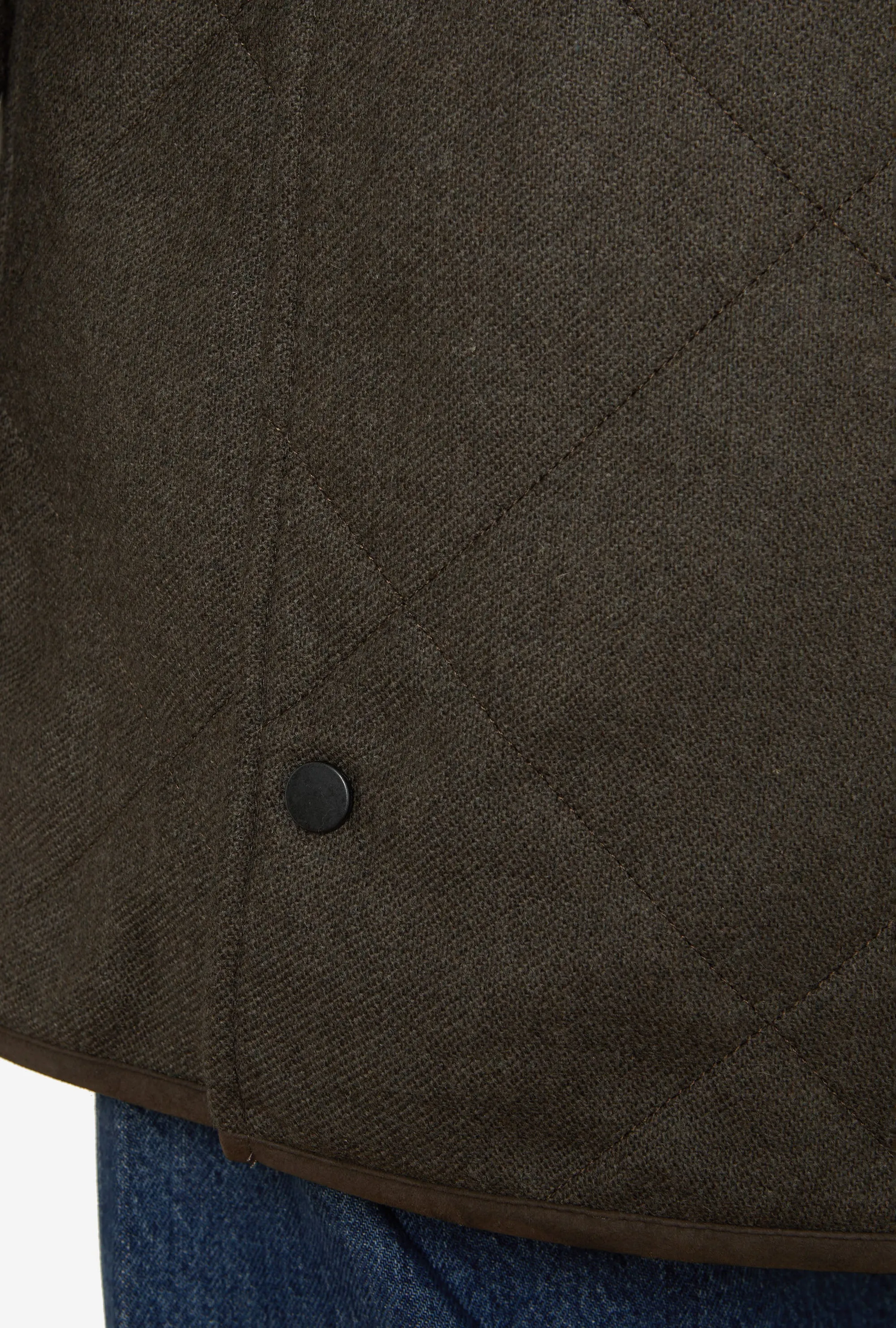 Quilted Jacket Technical Wool Dark Moss