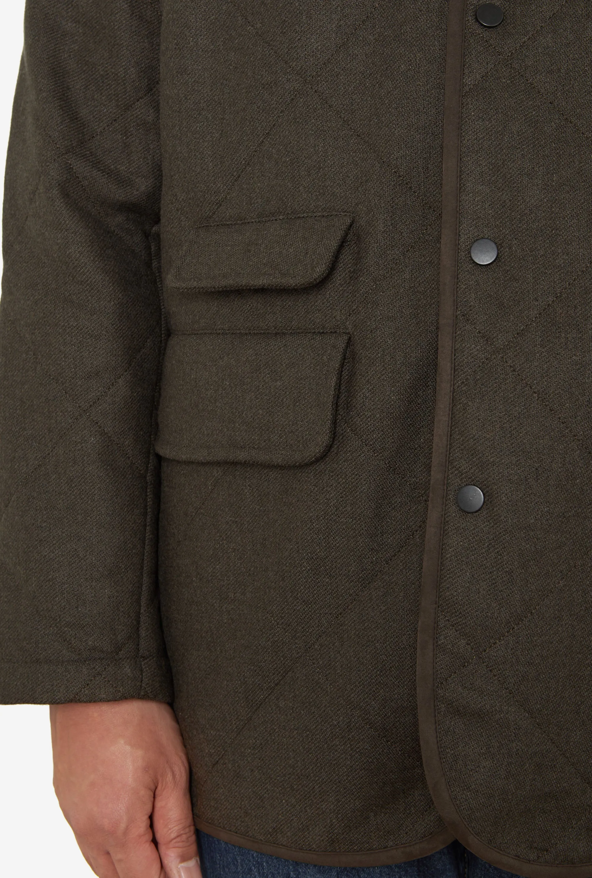 Quilted Jacket Technical Wool Dark Moss