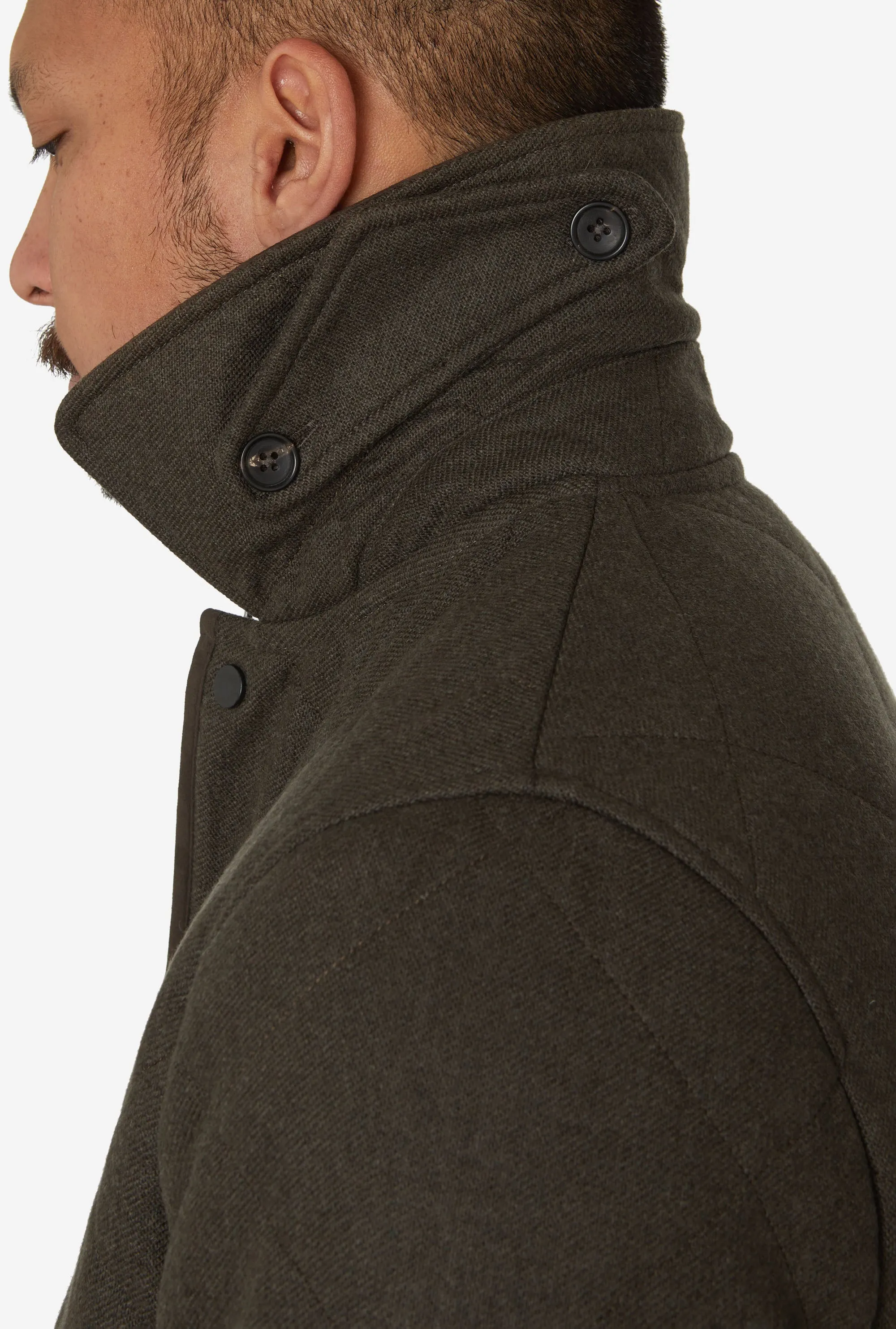 Quilted Jacket Technical Wool Dark Moss