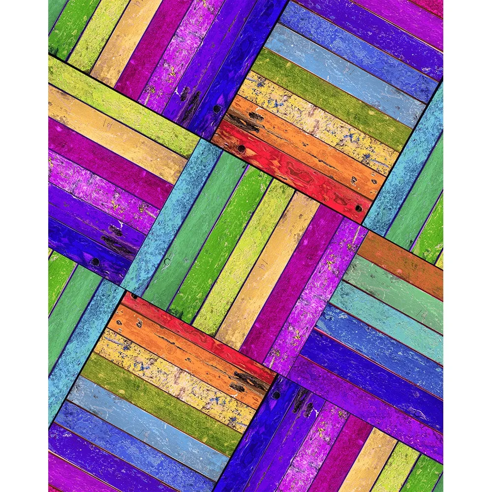 Rainbow Weave Planks Printed Backdrop