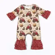 Red Tractor Ruffle Romper