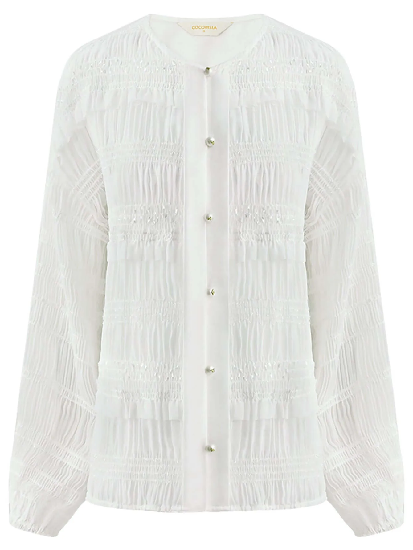 Renaissance Balloon Sleeve White Pleated Shirt