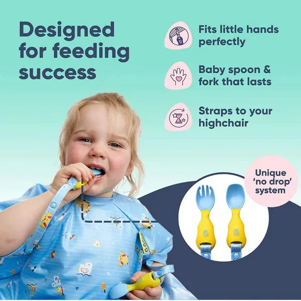 Sleeve Bib   Attachable Weaning Cutlery Set Ducklings Pool Party Blue