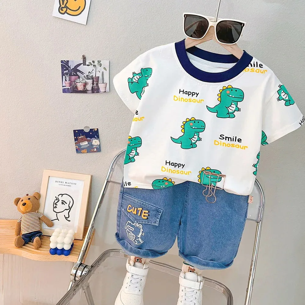 Spring Summer Cute Cartoon Animal Shirt and Shorts