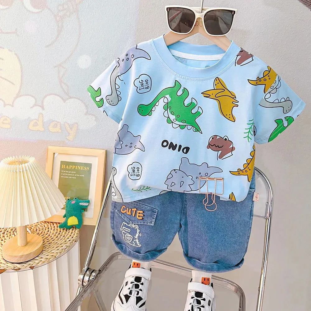 Spring Summer Cute Cartoon Animal Shirt and Shorts