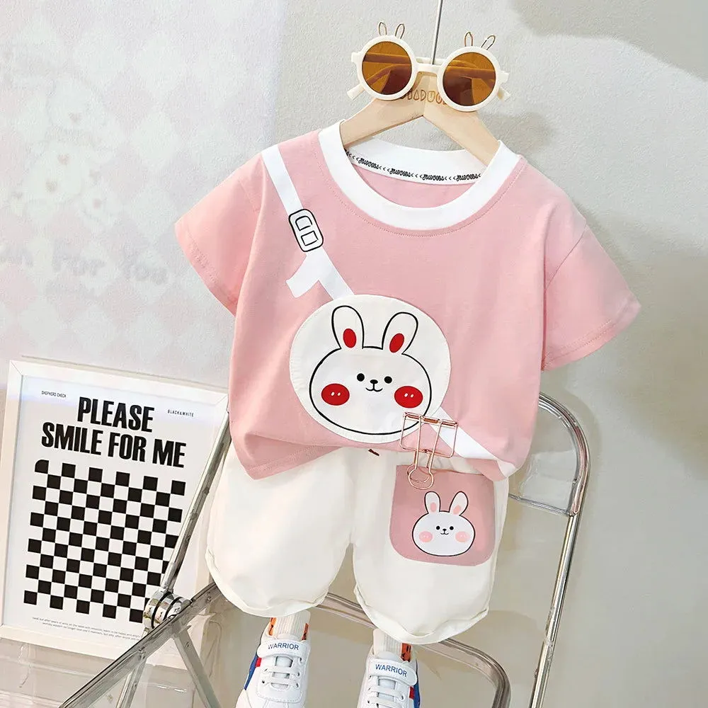 Spring Summer Cute Cartoon Animal Shirt and Shorts