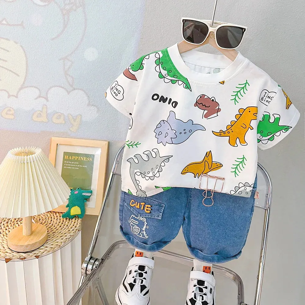 Spring Summer Cute Cartoon Animal Shirt and Shorts