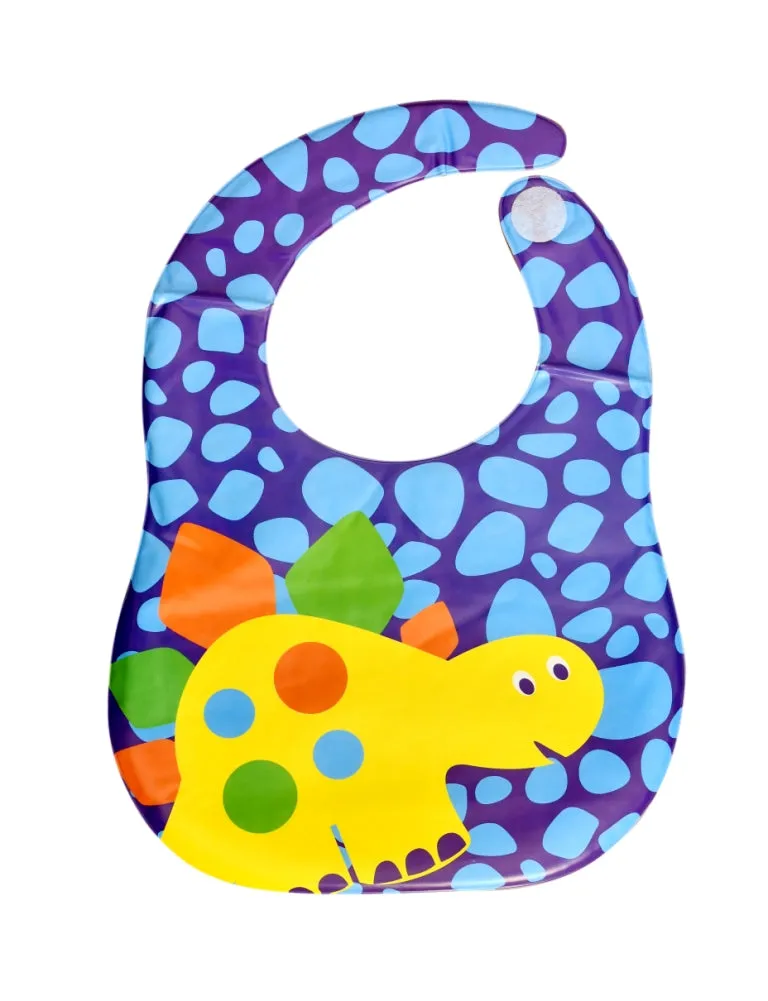 THE LITTLE LOOKERS Waterproof Washable Plastic Printed Baby Bib Apron/Double Layered PVC for Fast Drying with Hook & Loop Closure| Cute Prints for Babies/Infants