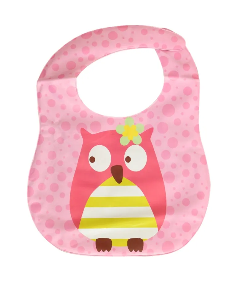 THE LITTLE LOOKERS Waterproof Washable Plastic Printed Baby Bib Apron/Double Layered PVC for Fast Drying with Hook & Loop Closure| Cute Prints for Babies/Infants