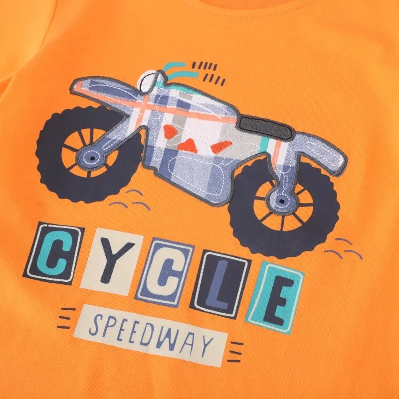 Toddler Boy's Motorcycle Print T-shirt with Shorts Set