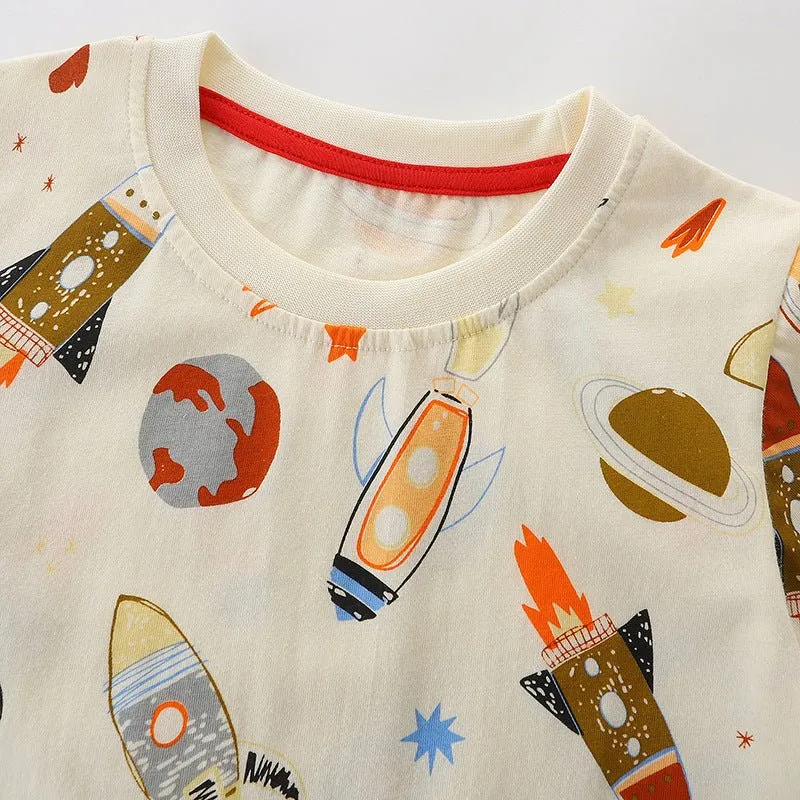 Toddler Boy's Rocket Print Short Sleeve T-shirt