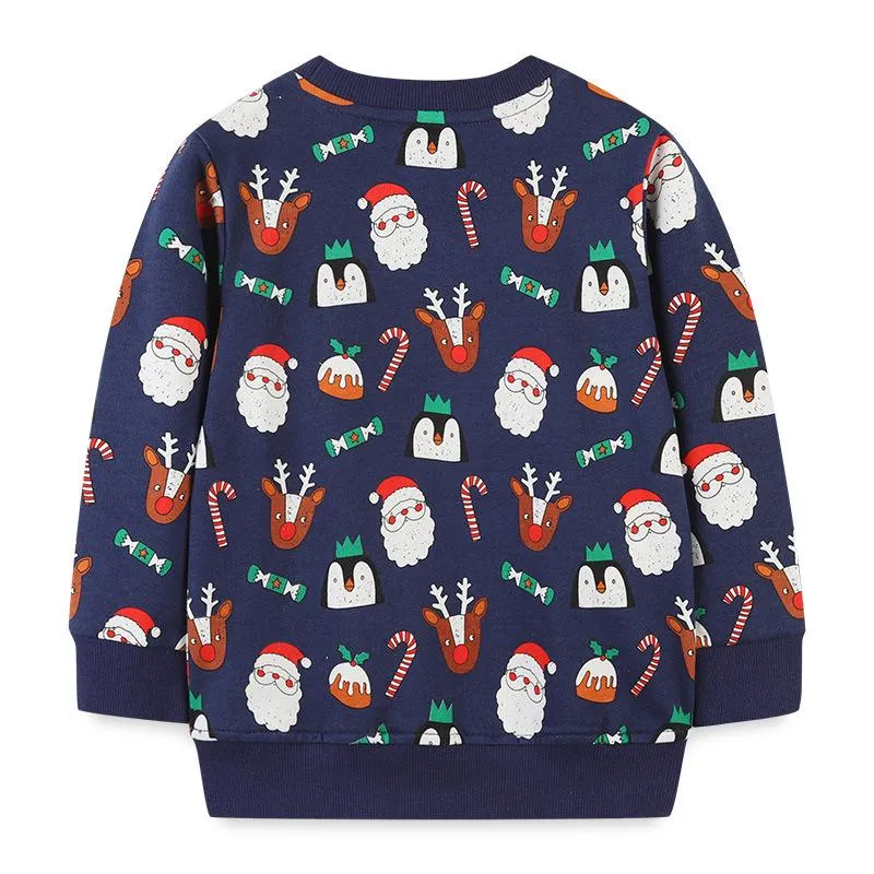 Toddler Christmas Cartoon Santa Print Sweatshirt