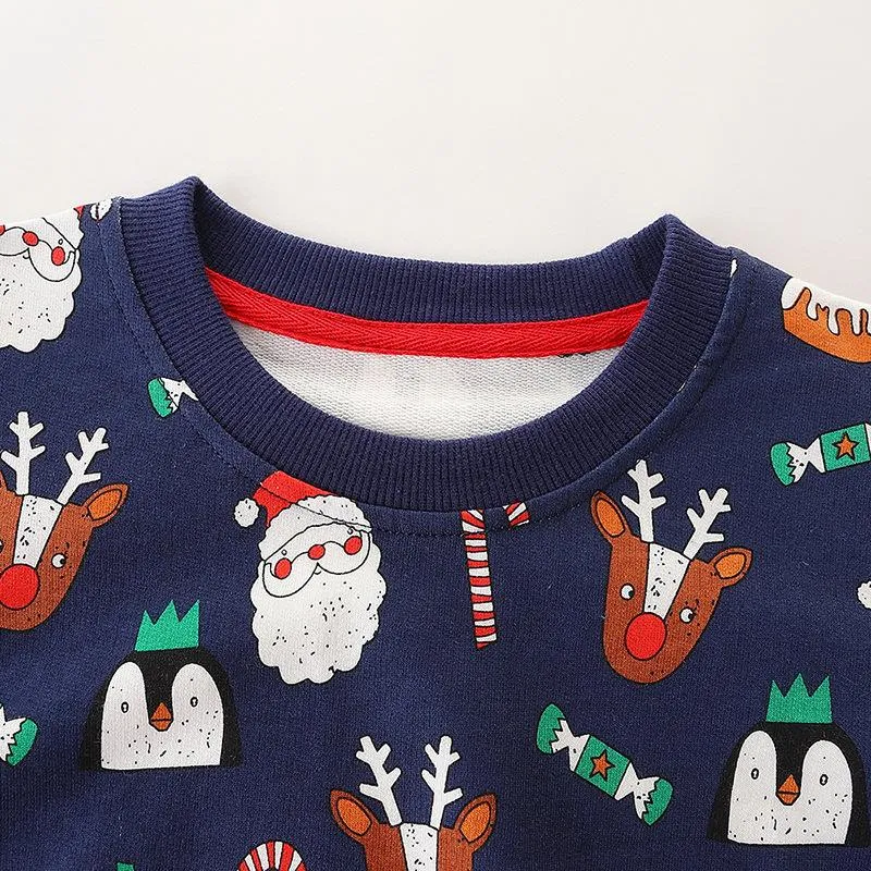 Toddler Christmas Cartoon Santa Print Sweatshirt