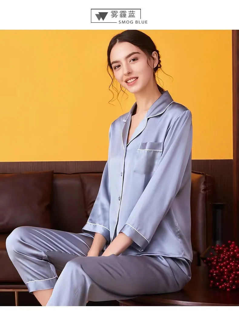 Valentine's gift for lover,Mulberry Silk Pajamas Set2023,long sleeve two-piece silk pajamas