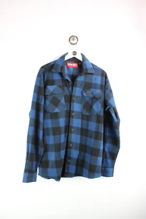 Vintage Blue Wrangler Flannel Fleece Shirt (M)