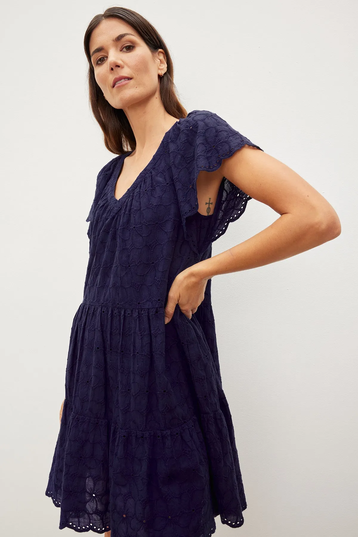 WYNETTE EMBROIDERED COTTON DRESS