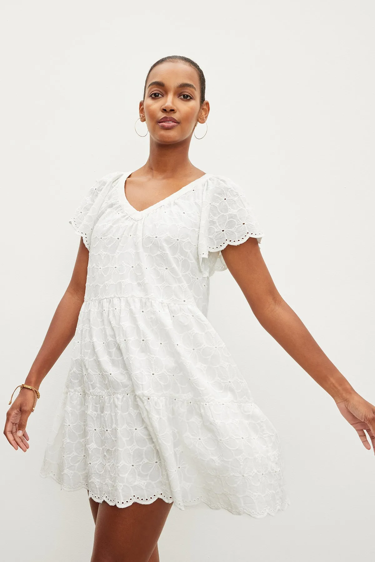 WYNETTE EMBROIDERED COTTON DRESS