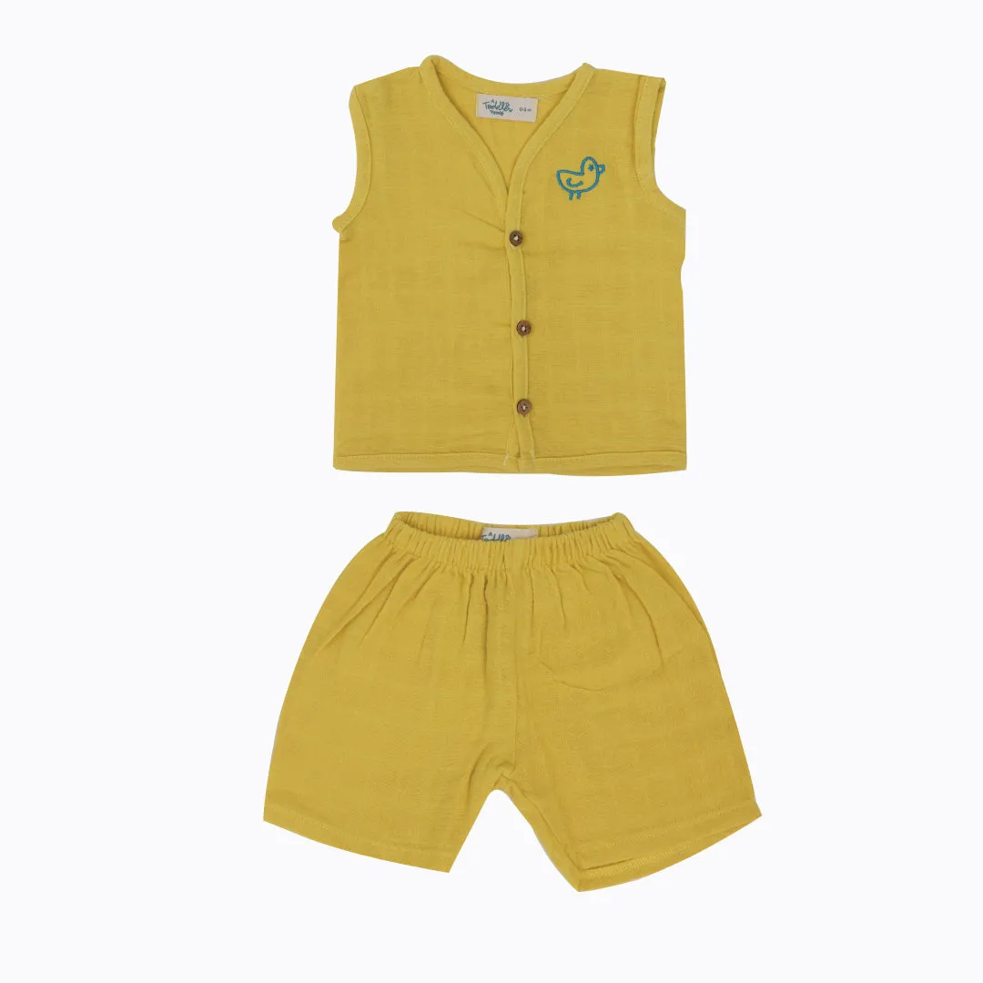 Yellow Baby Bird - Plain Muslin Jabla and Shorts for Babies and Toddlers