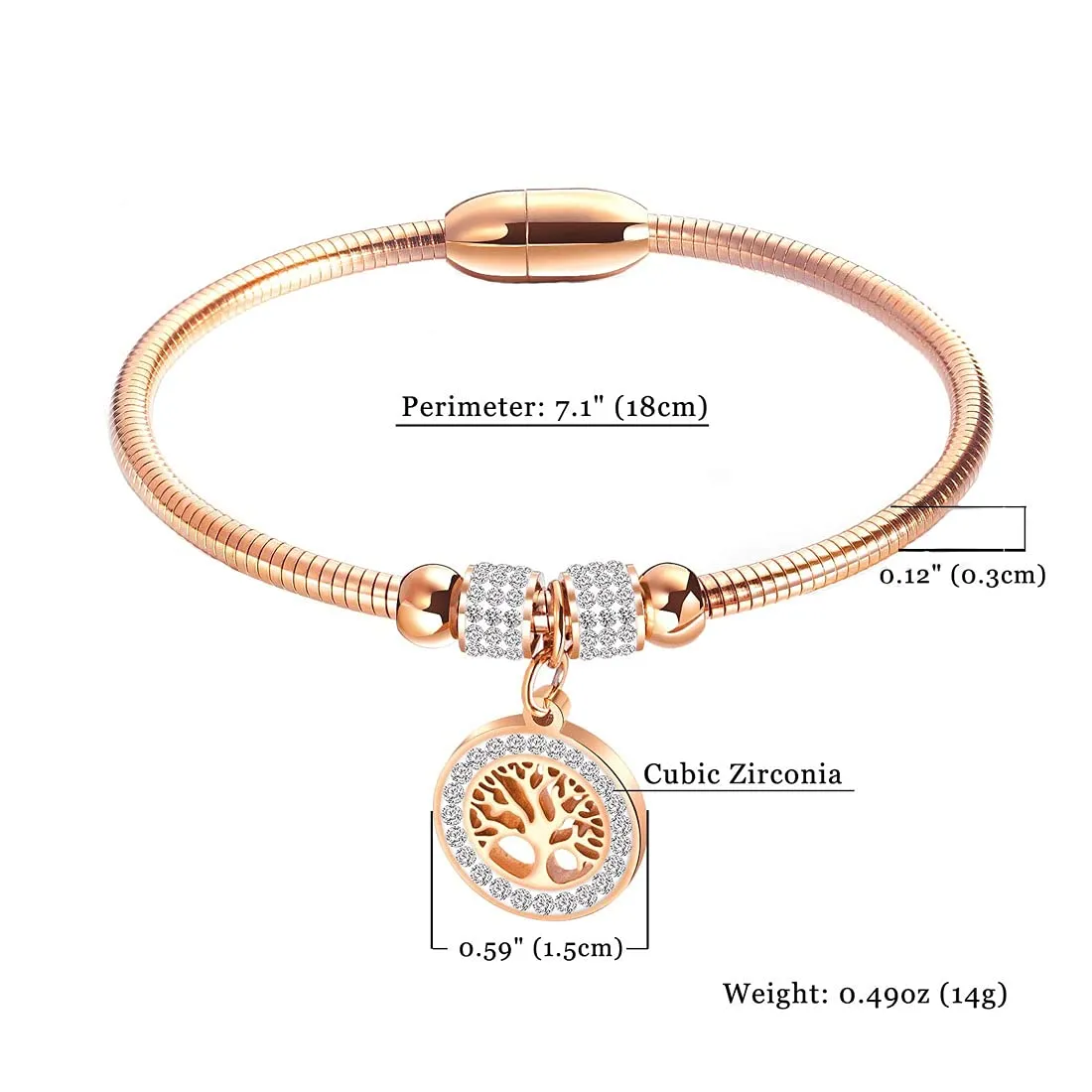 Yellow Chimes Latest Fashion Elegant Stainless Steel Rose Gold Plated Crystal Eiffel Tower Design Statement Style Kada Bracelet for Women and Girls