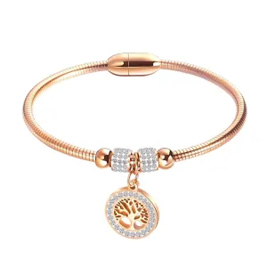 Yellow Chimes Latest Fashion Elegant Stainless Steel Rose Gold Plated Crystal Eiffel Tower Design Statement Style Kada Bracelet for Women and Girls